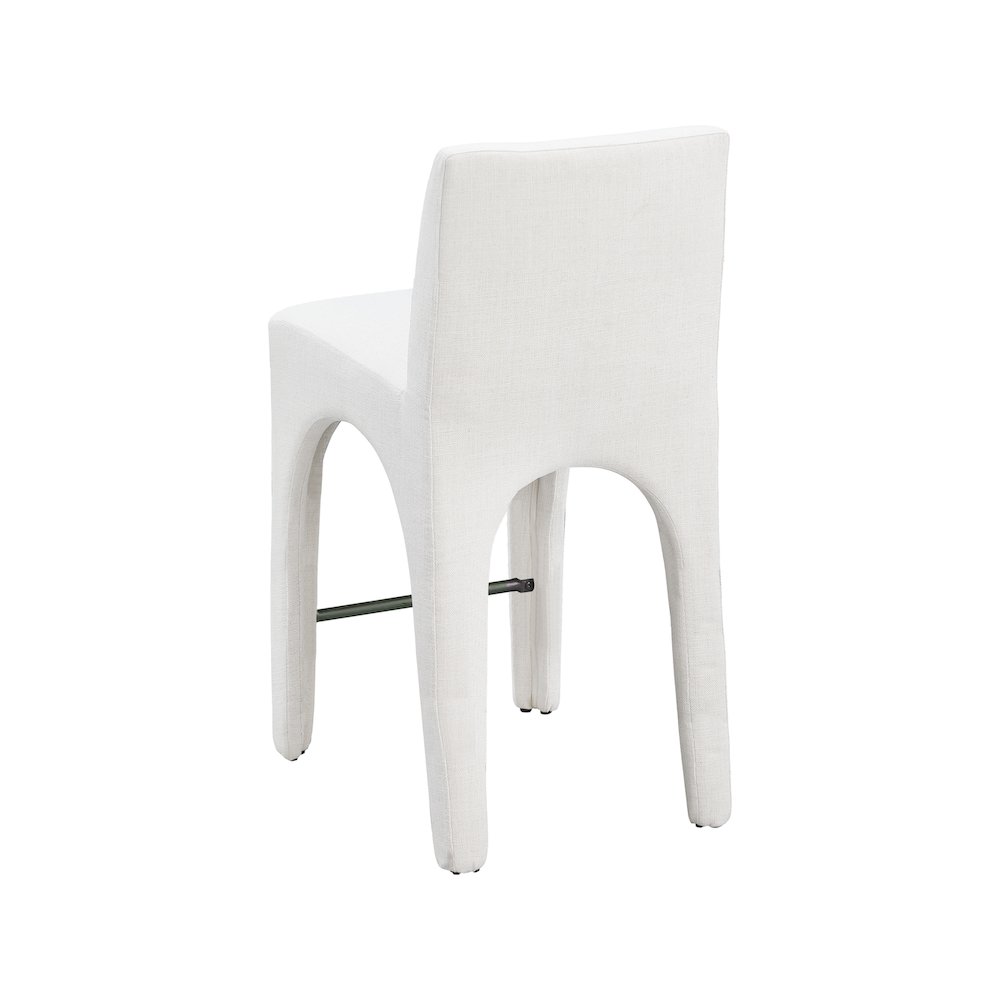 Gramercy Cream Linen Textured Fabric Stool. Picture 5