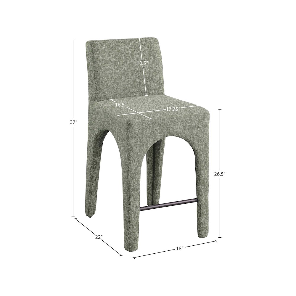 Gramercy Green Linen Textured Fabric Stool. Picture 8