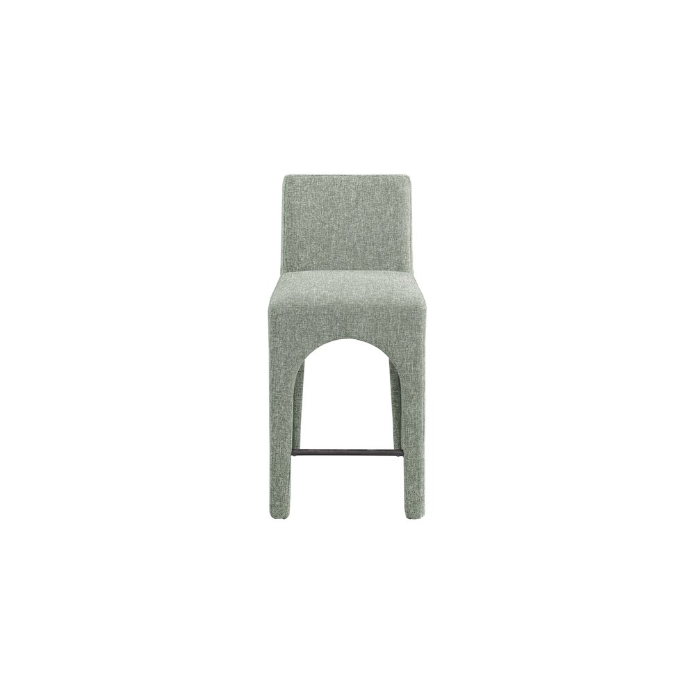 Gramercy Green Linen Textured Fabric Stool. Picture 3