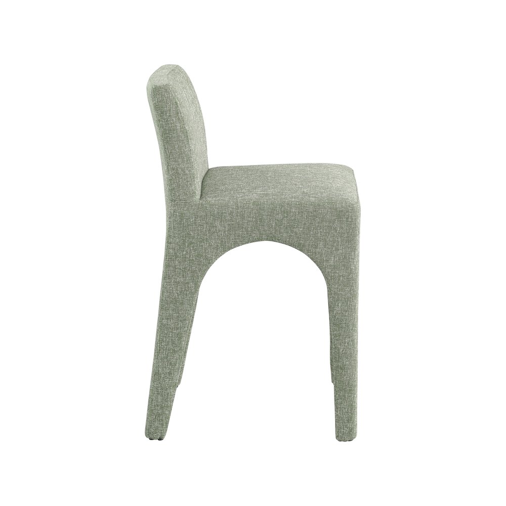 Gramercy Green Linen Textured Fabric Stool. Picture 4