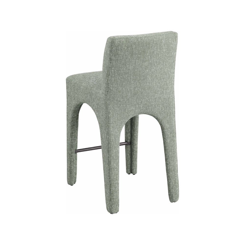Gramercy Green Linen Textured Fabric Stool. Picture 5