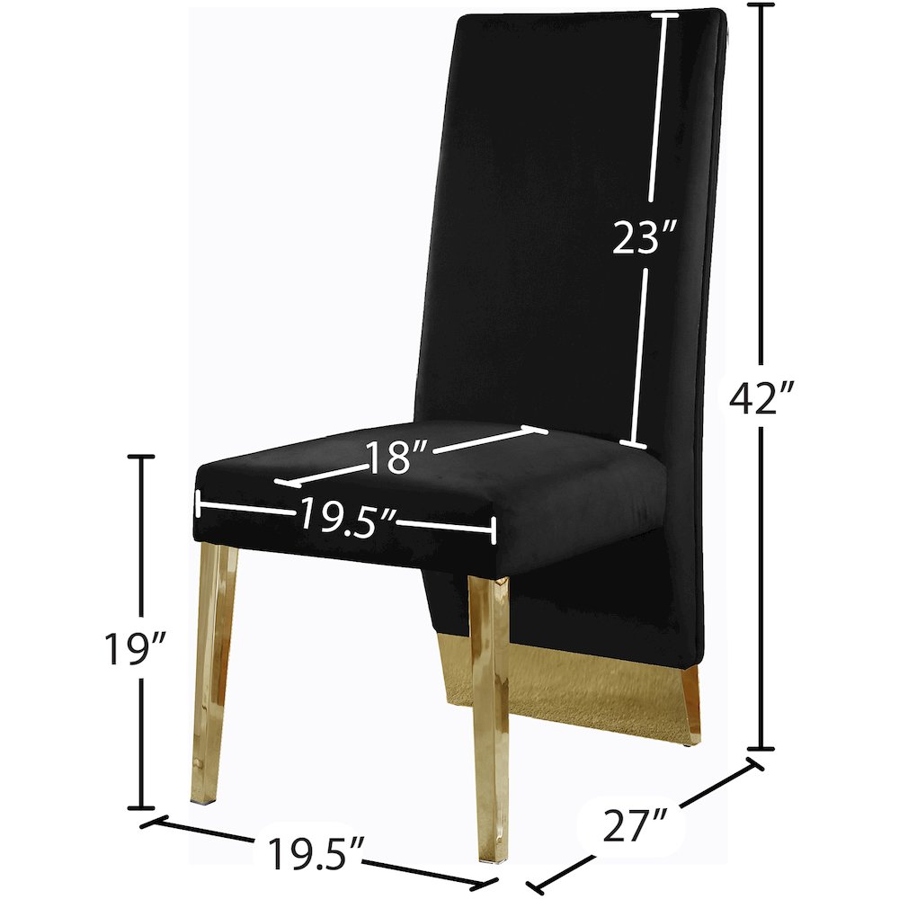 Porsha Black Velvet Dining Chair, Set of 2. Picture 4