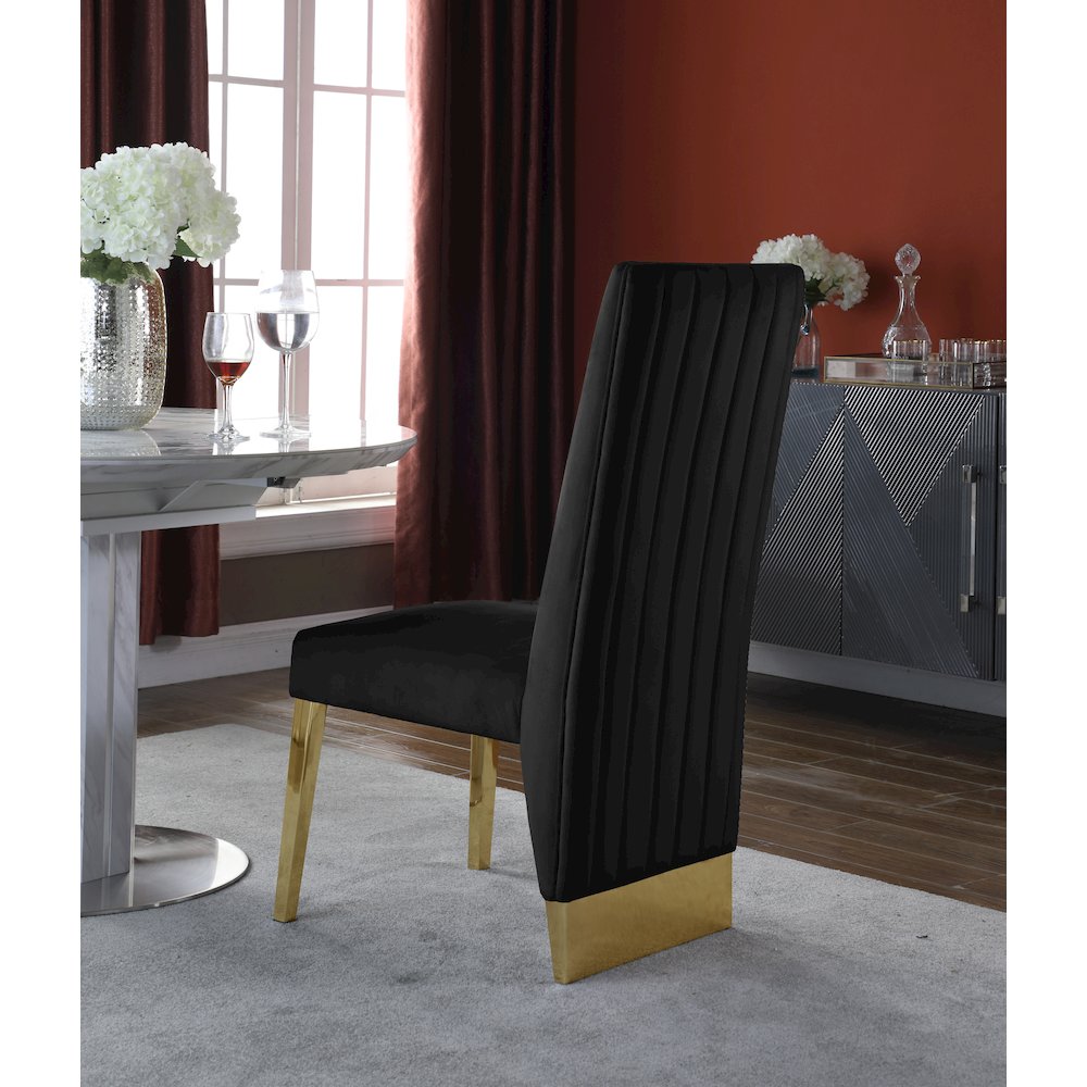 Porsha Black Velvet Dining Chair, Set of 2. Picture 2