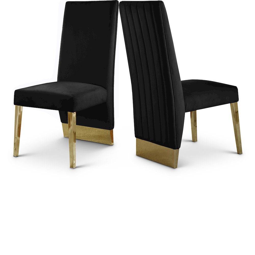Porsha Black Velvet Dining Chair, Set of 2. Picture 1