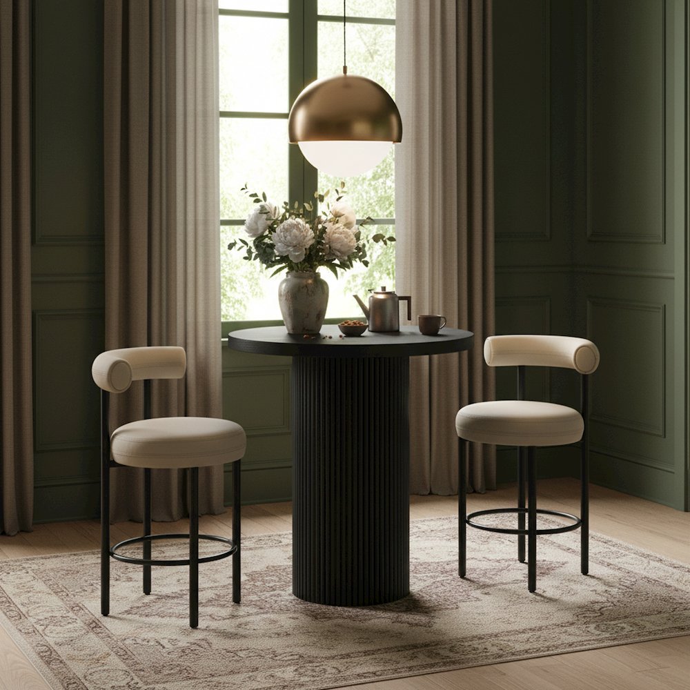 Belinda Black Oak Veneer And Solid Wood Bar Height Table. Picture 2