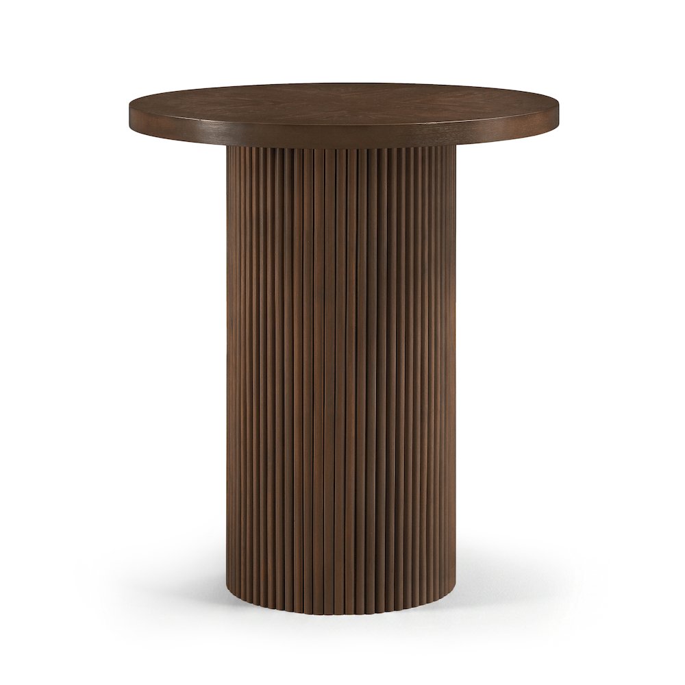 Belinda Brown Oak Veneer And Solid Wood Bar Height Table. Picture 1