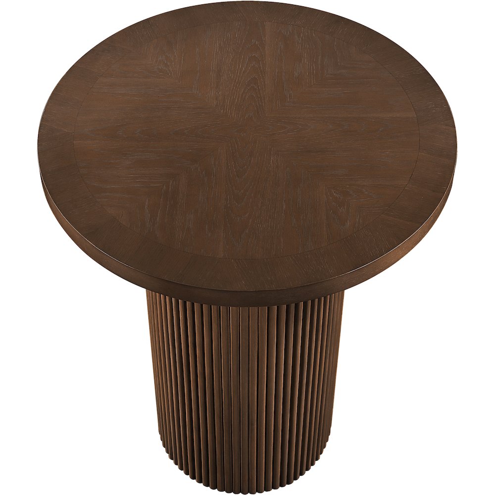Belinda Brown Oak Veneer And Solid Wood Bar Height Table. Picture 4