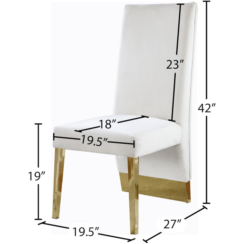 Porsha Cream Velvet Dining Chair, Set of 2. Picture 4