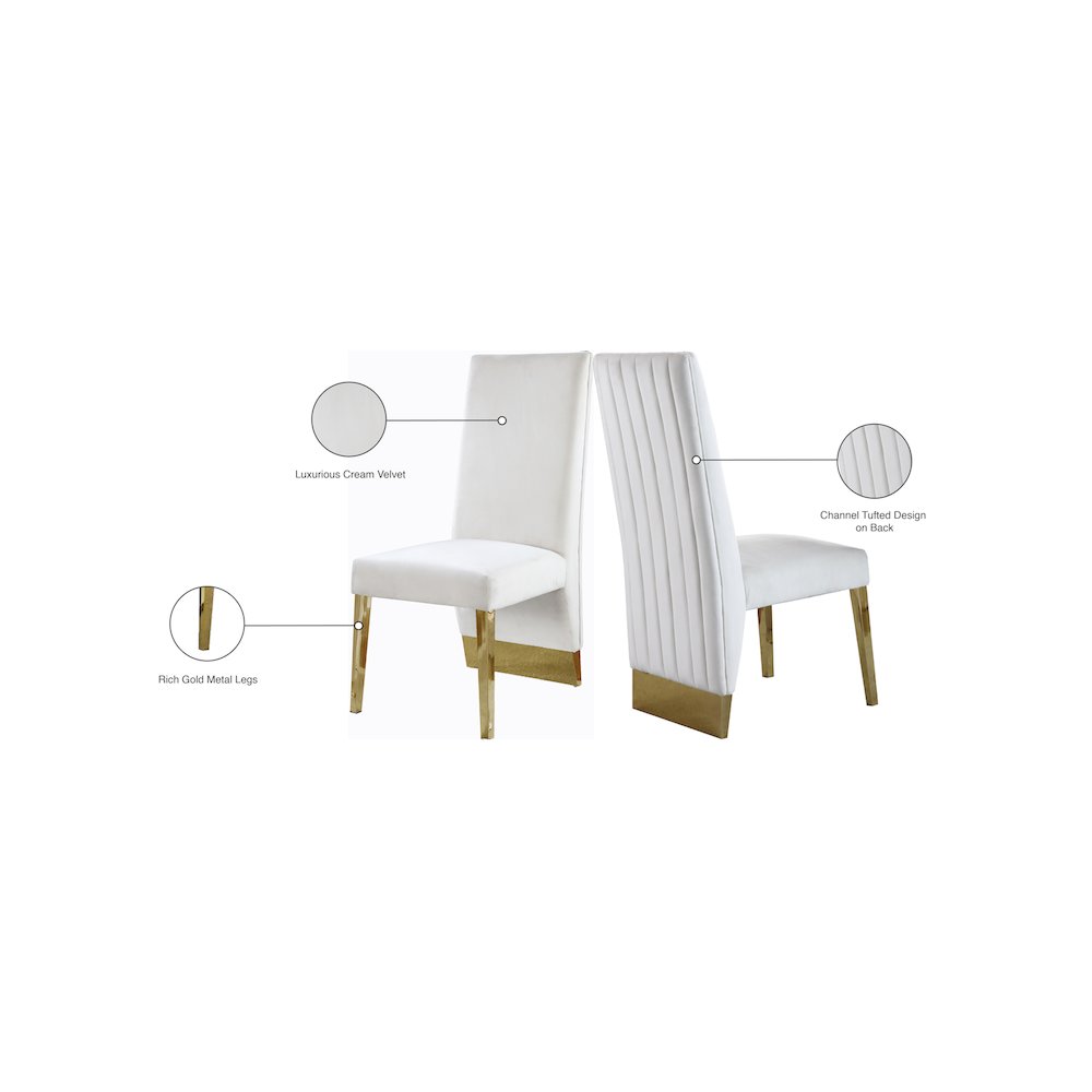 Porsha Cream Velvet Dining Chair, Set of 2. Picture 5