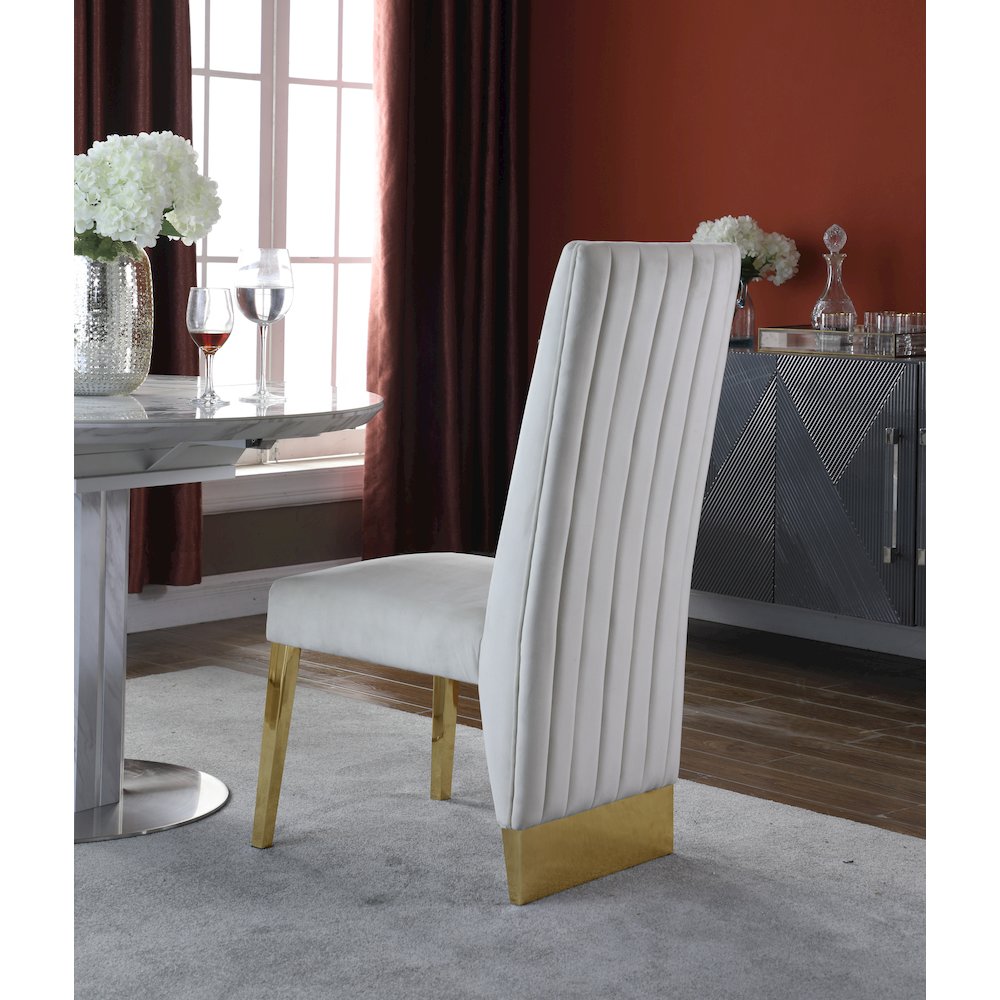 Porsha Cream Velvet Dining Chair, Set of 2. Picture 2