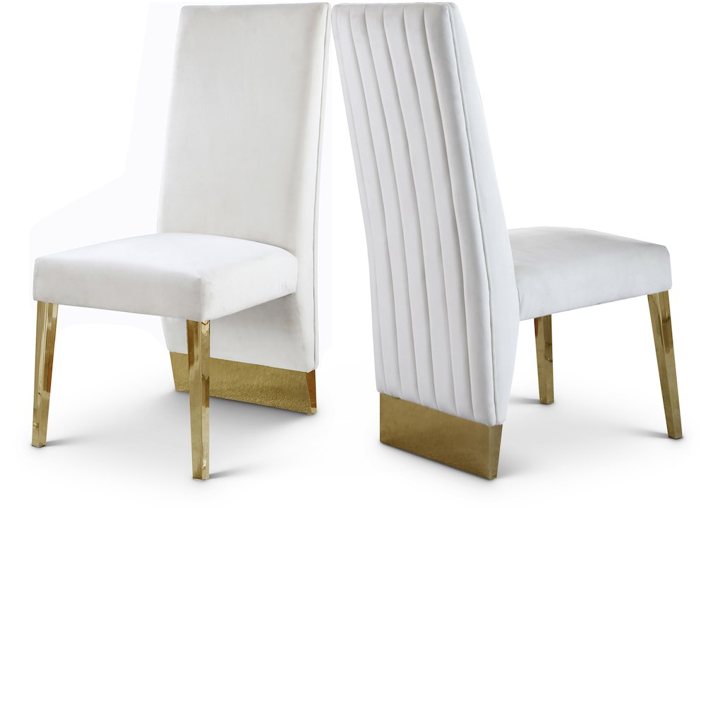 Porsha Cream Velvet Dining Chair, Set of 2. Picture 1
