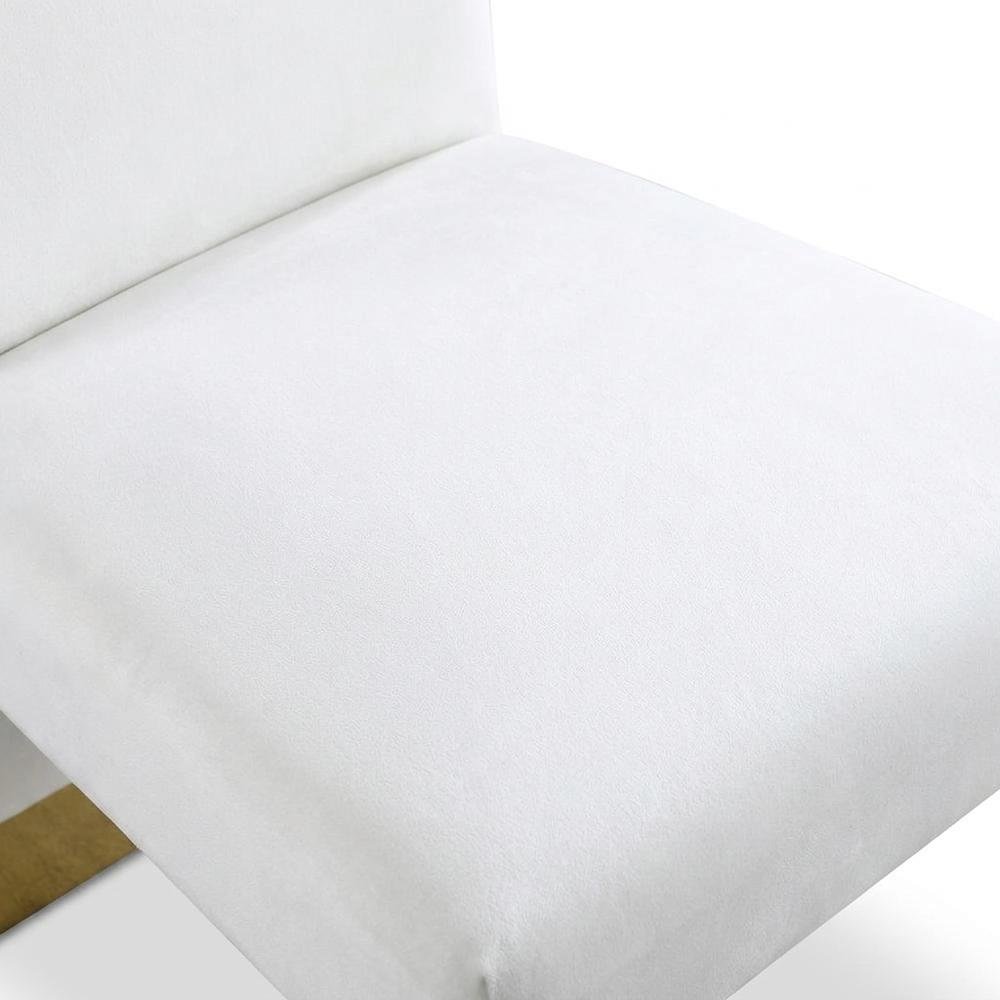 Velvet Upholstered Dining Chairs with Gold Metal Legs, Cream Velvet, Set of 2. Picture 7