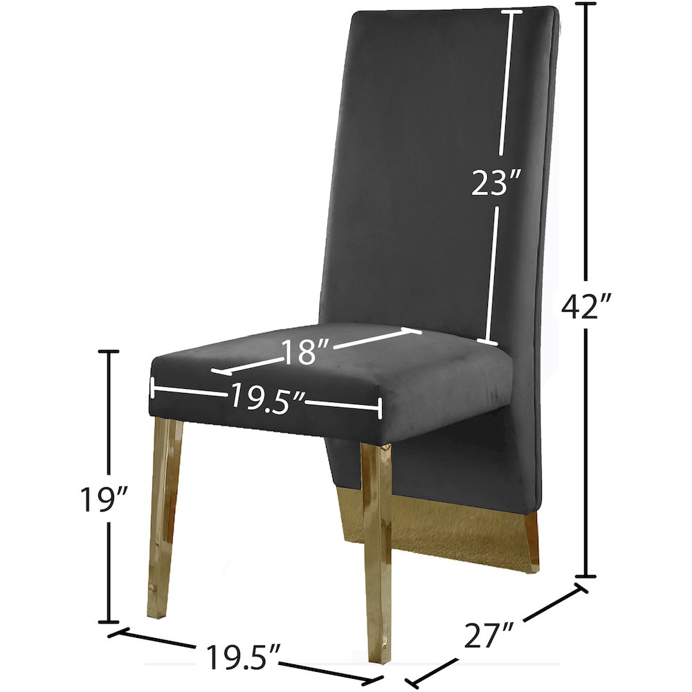 Porsha Grey Velvet Dining Chair, Set of 2. Picture 4