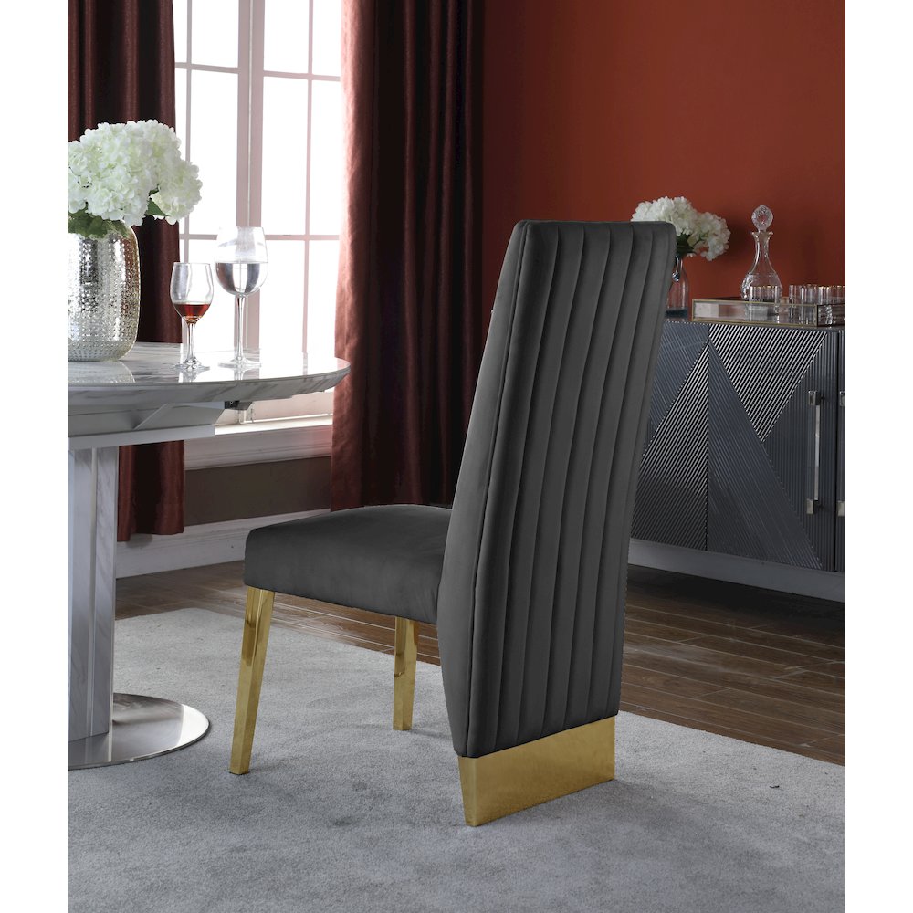 Porsha Grey Velvet Dining Chair, Set of 2. Picture 2