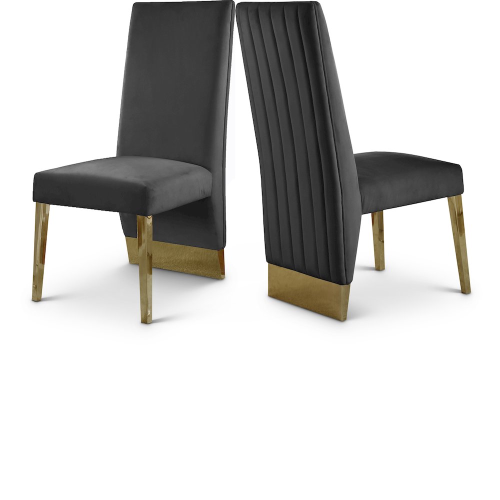 Porsha Grey Velvet Dining Chair, Set of 2. Picture 1