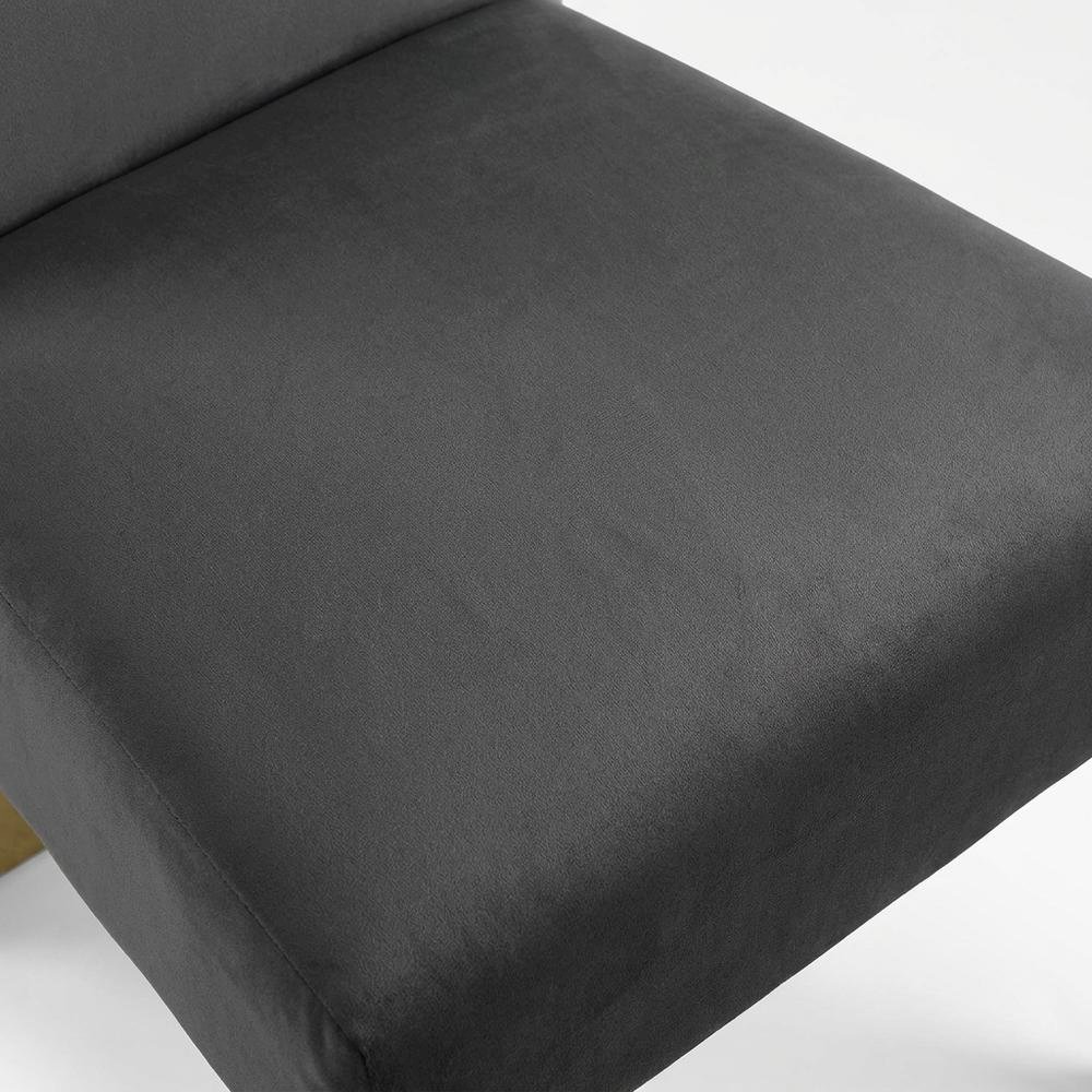 Velvet Upholstered Dining Chairs with Gold Metal Legs, Grey Velvet, Set of 2. Picture 6