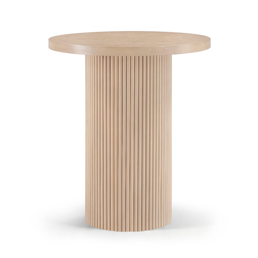 Belinda Natural Oak Veneer And Solid Wood Bar Height Table. Picture 1