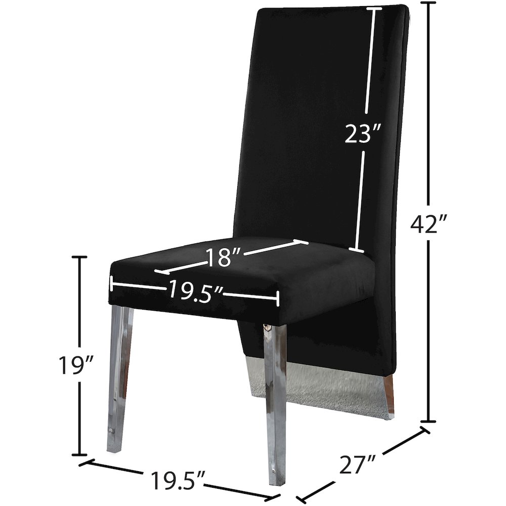 Porsha Black Velvet Dining Chair, Set of 2. Picture 4
