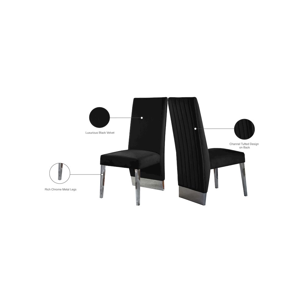 Porsha Black Velvet Dining Chair, Set of 2. Picture 5