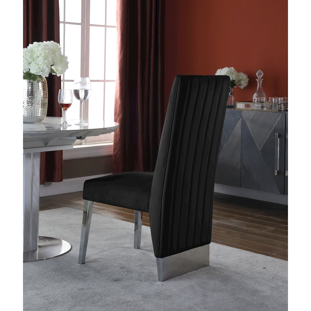 Porsha Black Velvet Dining Chair, Set of 2. Picture 2