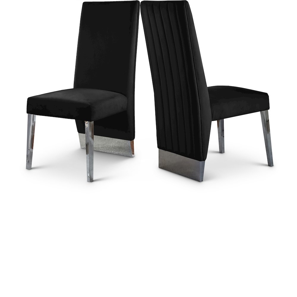 Porsha Black Velvet Dining Chair, Set of 2. Picture 1