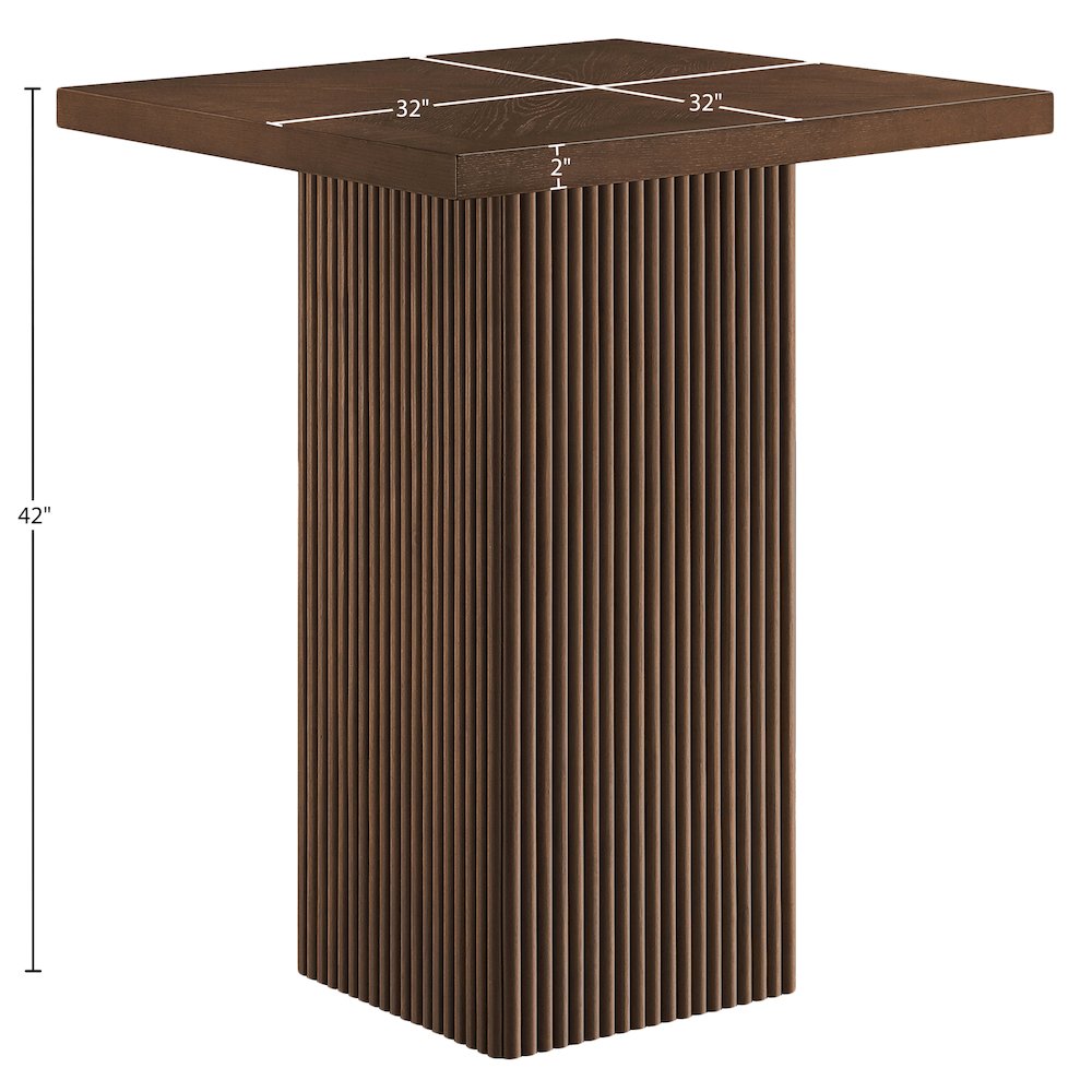 Belinda Brown Oak Veneer And Solid Wood Bar Height Table. Picture 8