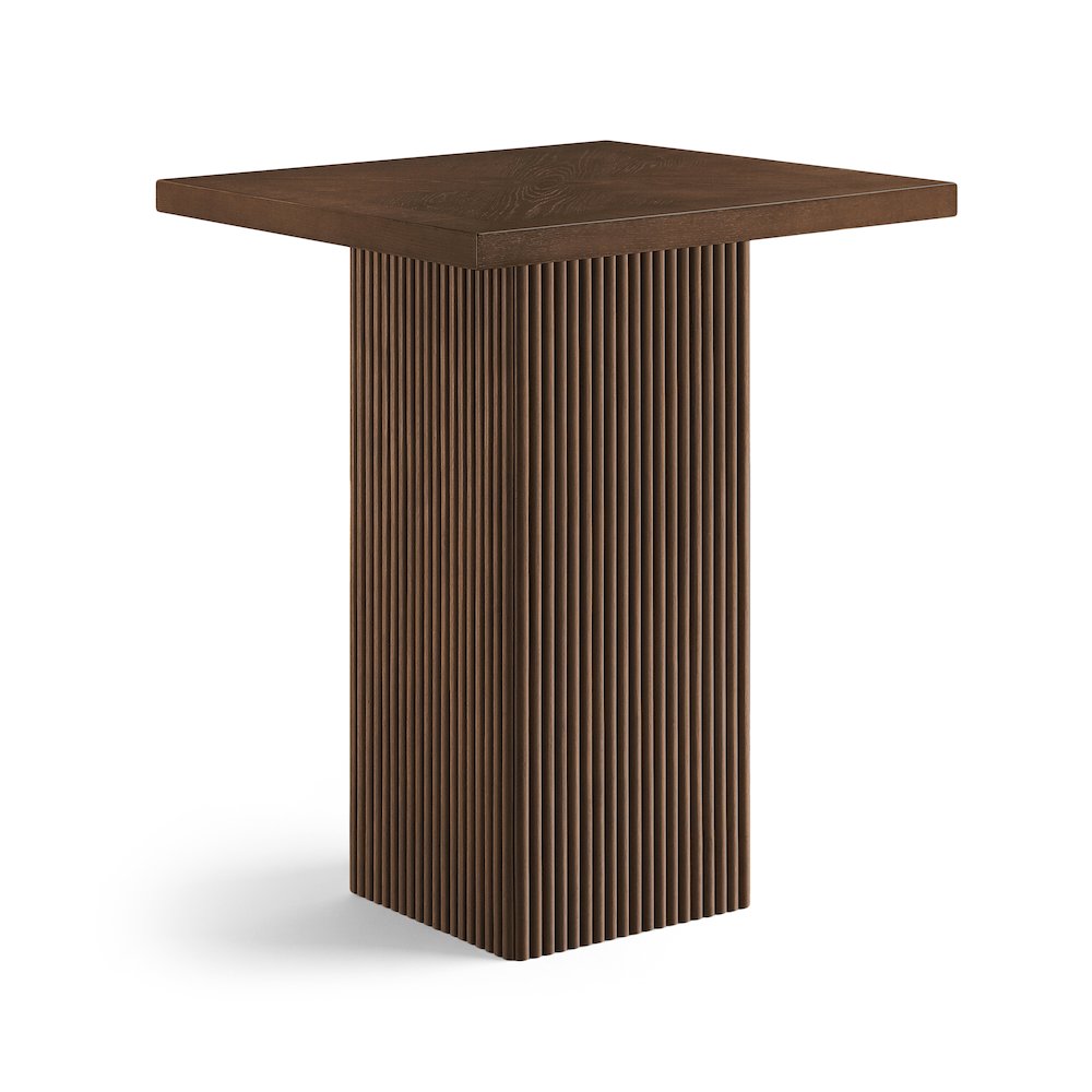 Belinda Brown Oak Veneer And Solid Wood Bar Height Table. Picture 1