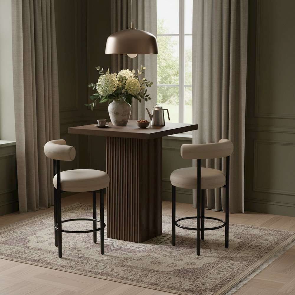 Belinda Brown Oak Veneer And Solid Wood Bar Height Table. Picture 2