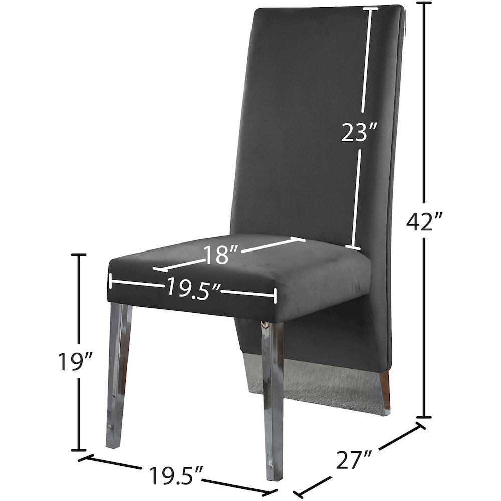 Porsha Grey Velvet Dining Chair, Set of 2. Picture 4