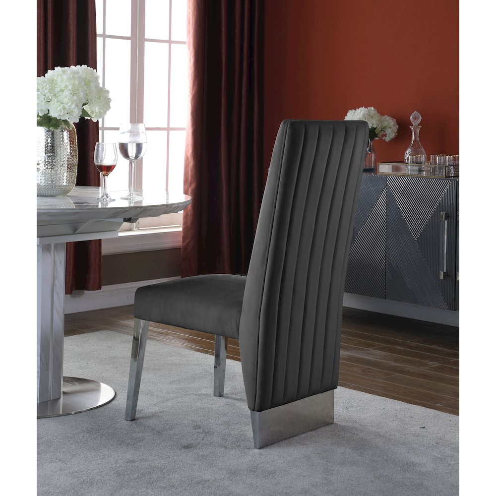 Porsha Grey Velvet Dining Chair, Set of 2. Picture 2