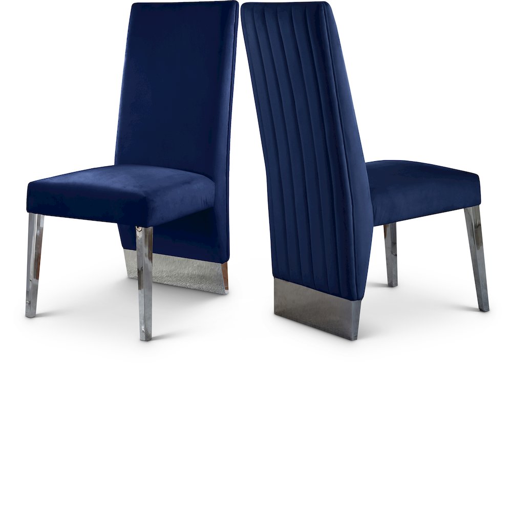 Porsha Navy Velvet Dining Chair, Set of 2. Picture 1