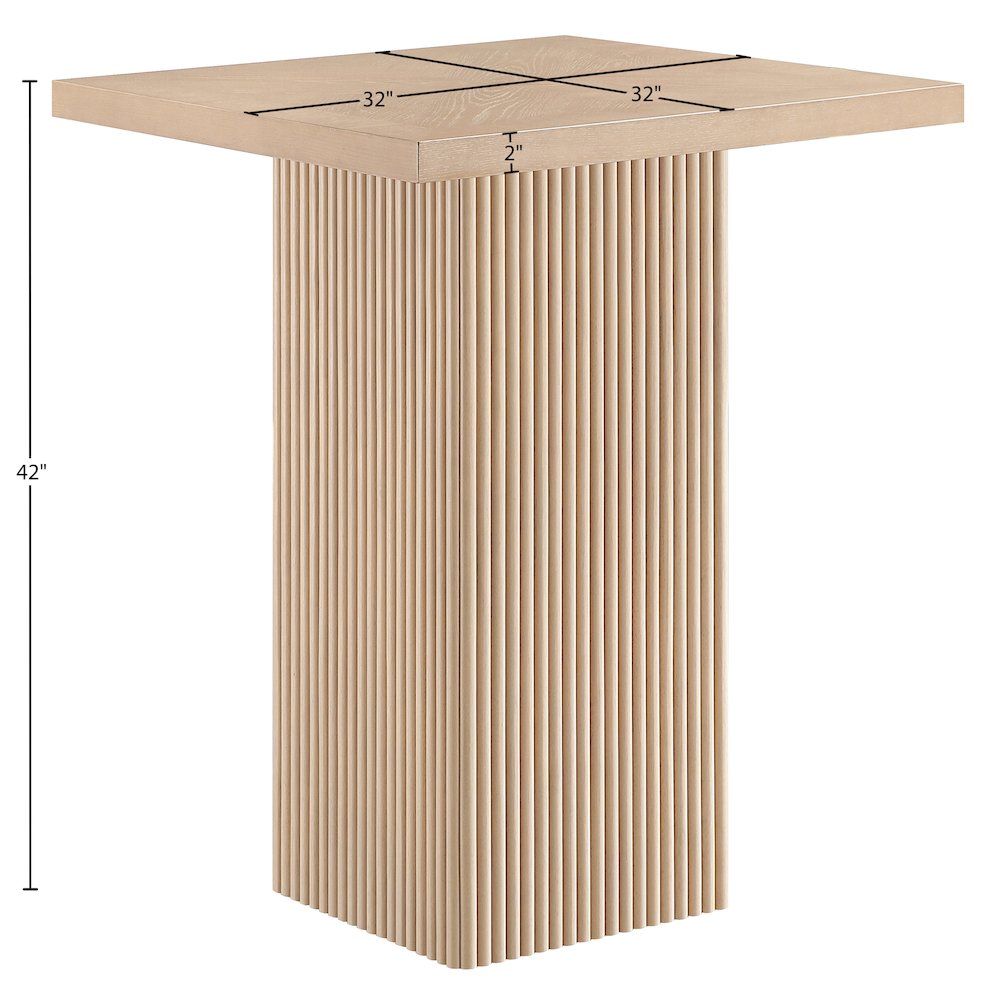Belinda Natural Oak Veneer And Solid Wood Bar Height Table. Picture 8