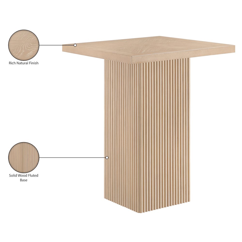 Belinda Natural Oak Veneer And Solid Wood Bar Height Table. Picture 9