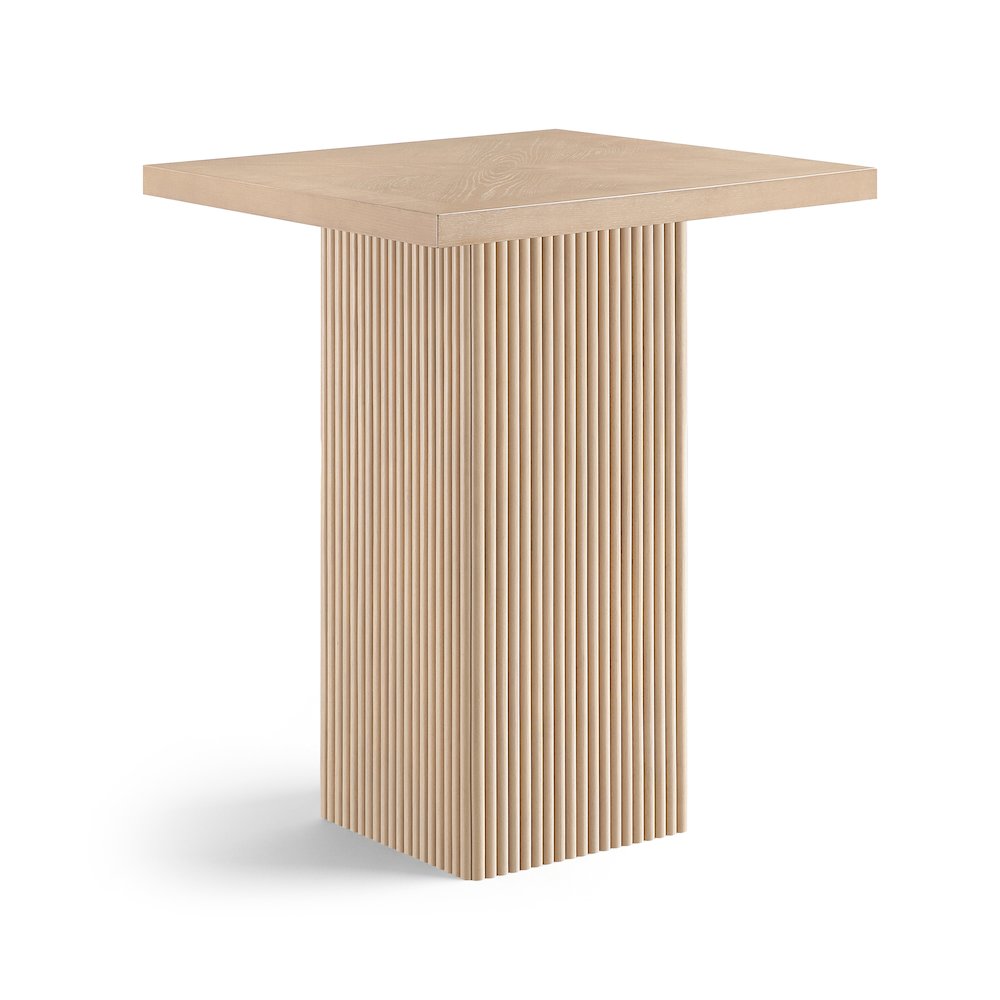 Belinda Natural Oak Veneer And Solid Wood Bar Height Table. Picture 1