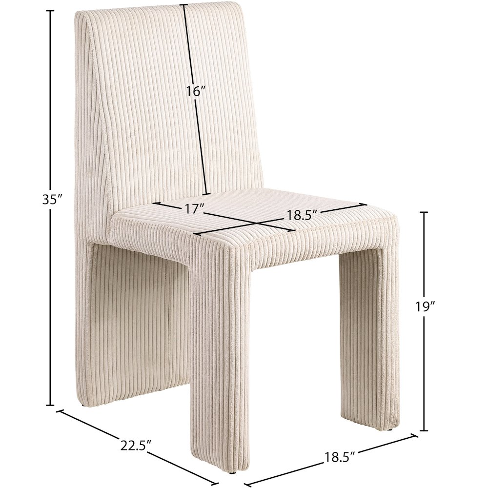 Benson Beige Microsuede Corduroy Fabric Dining Chair, Set of 2. Picture 8