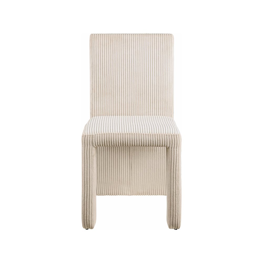 Benson Beige Microsuede Corduroy Fabric Dining Chair, Set of 2. Picture 2