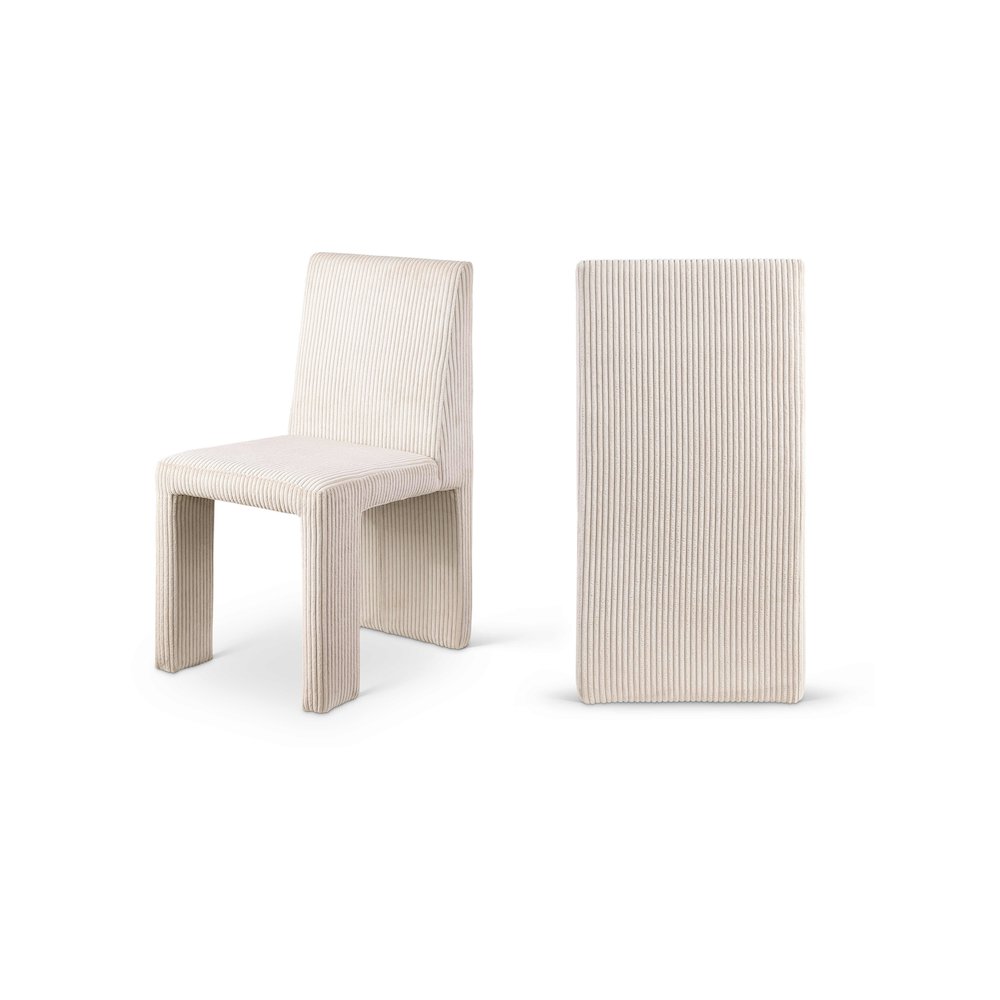 Benson Beige Microsuede Corduroy Fabric Dining Chair, Set of 2. Picture 1