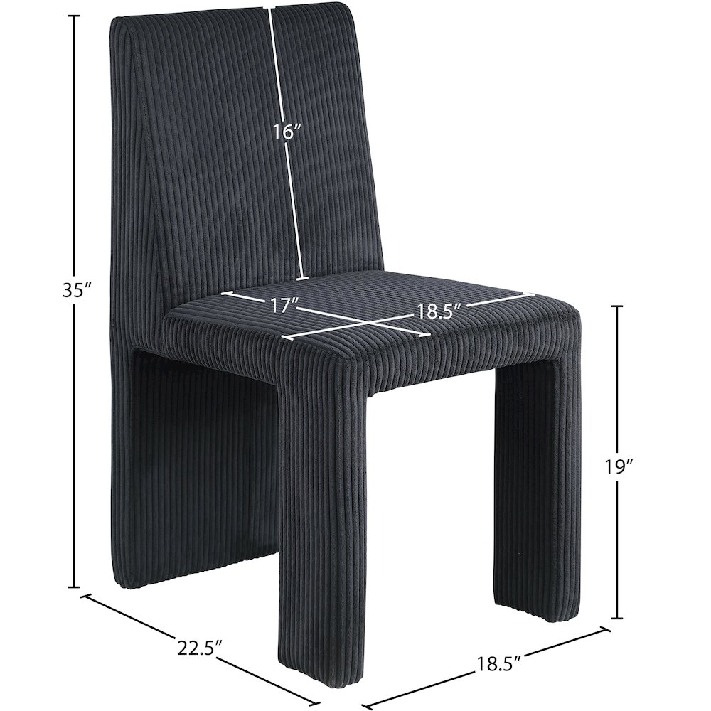 Benson Black Microsuede Corduroy Fabric Dining Chair, Set of 2. Picture 8