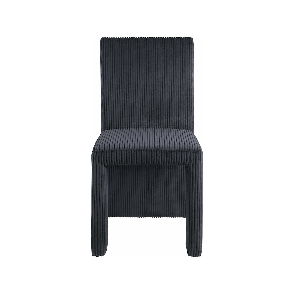 Benson Black Microsuede Corduroy Fabric Dining Chair, Set of 2. Picture 2