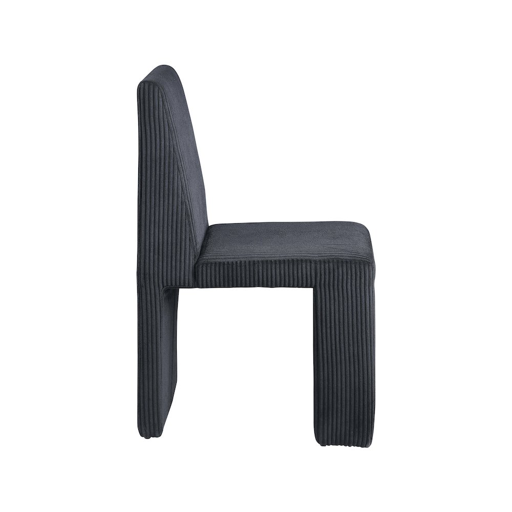 Benson Black Microsuede Corduroy Fabric Dining Chair, Set of 2. Picture 3