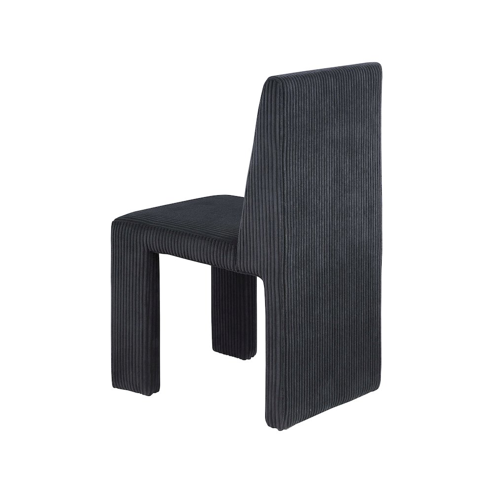 Benson Black Microsuede Corduroy Fabric Dining Chair, Set of 2. Picture 5