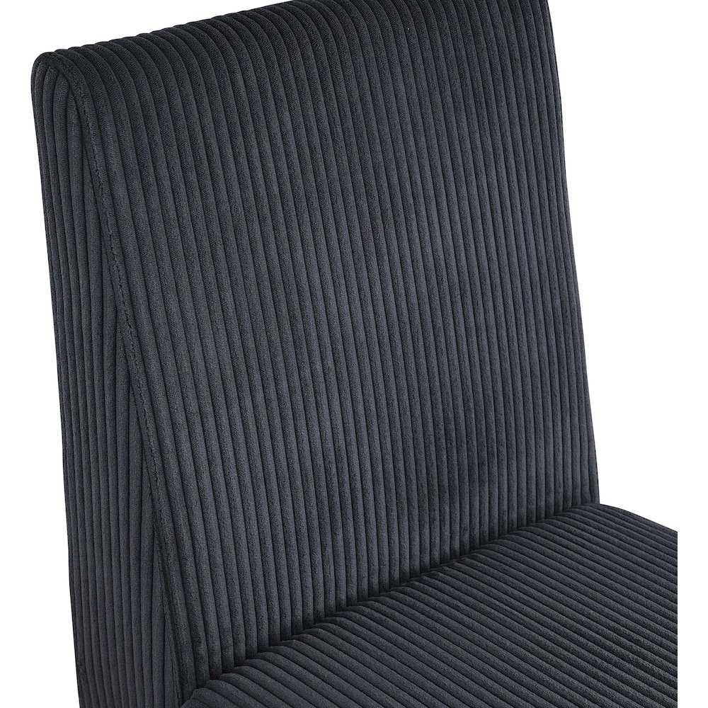 Benson Black Microsuede Corduroy Fabric Dining Chair, Set of 2. Picture 6