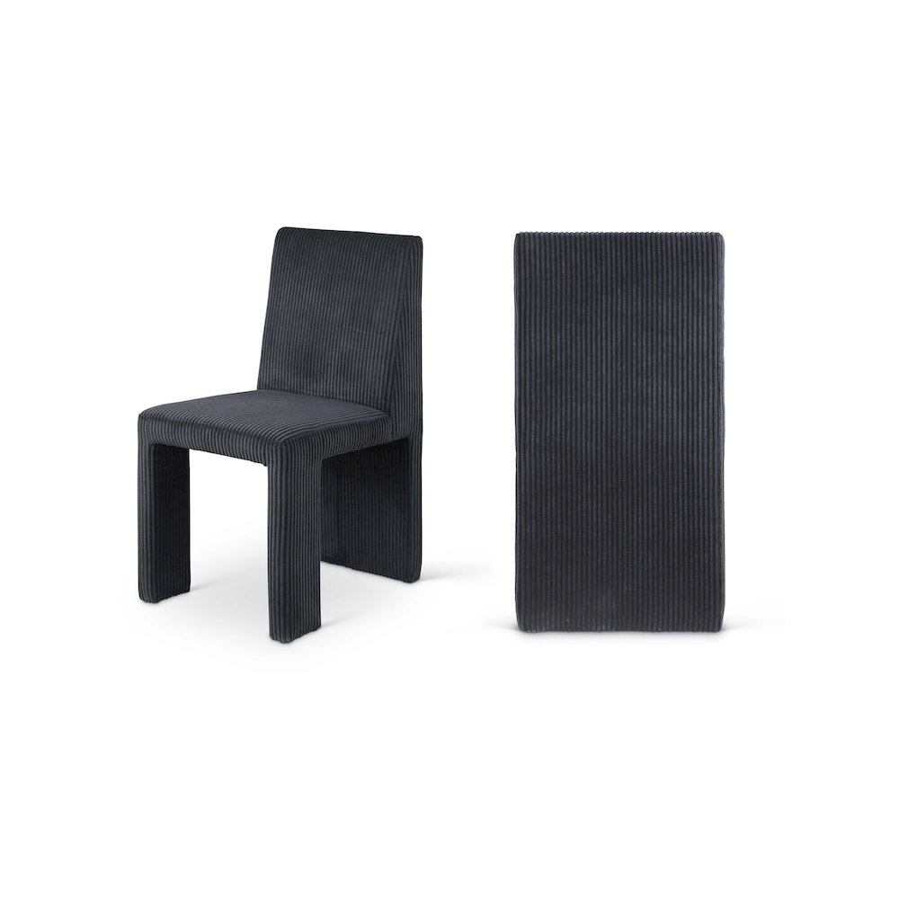 Benson Black Microsuede Corduroy Fabric Dining Chair, Set of 2. Picture 1