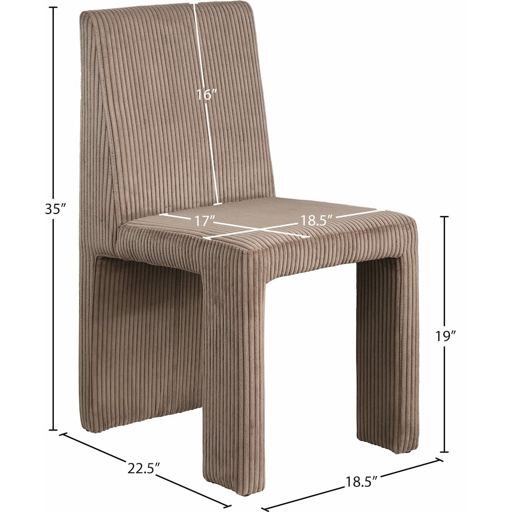 Benson Brown Microsuede Corduroy Fabric Dining Chair, Set of 2. Picture 8