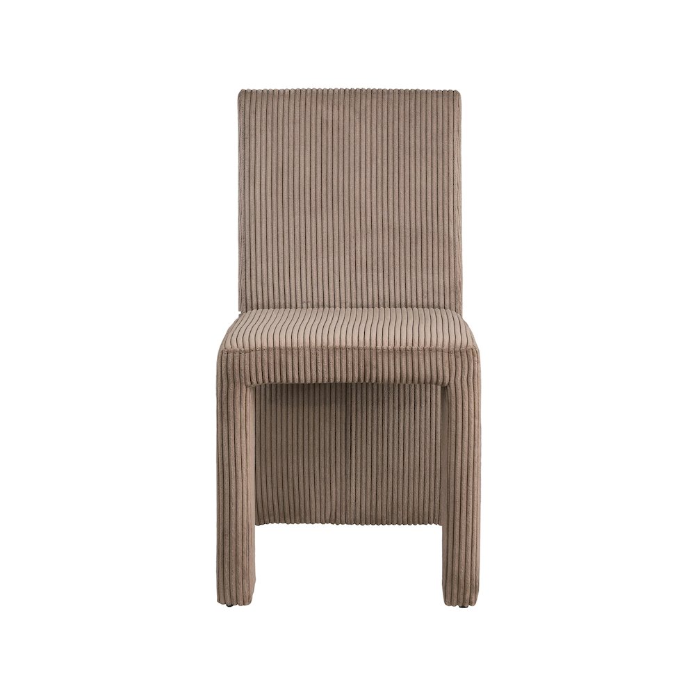 Benson Brown Microsuede Corduroy Fabric Dining Chair, Set of 2. Picture 2