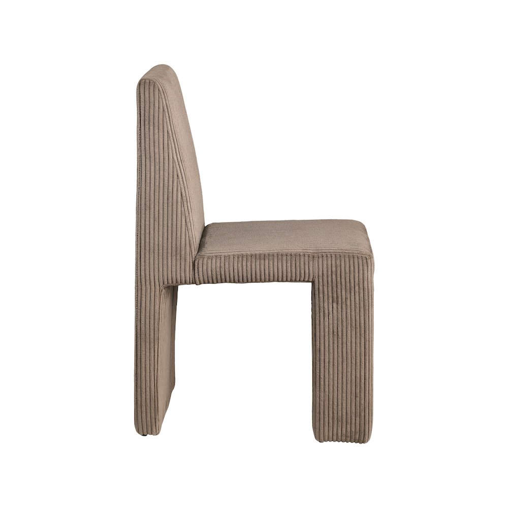 Benson Brown Microsuede Corduroy Fabric Dining Chair, Set of 2. Picture 3