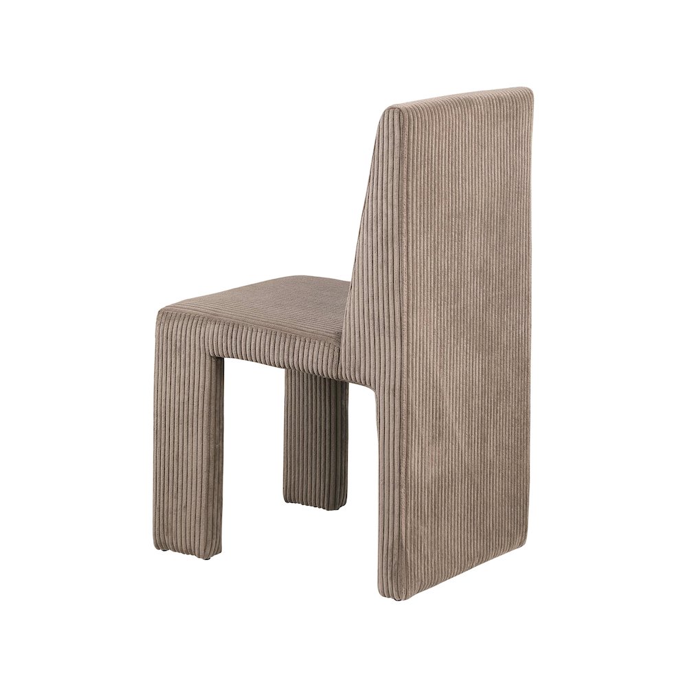 Benson Brown Microsuede Corduroy Fabric Dining Chair, Set of 2. Picture 5