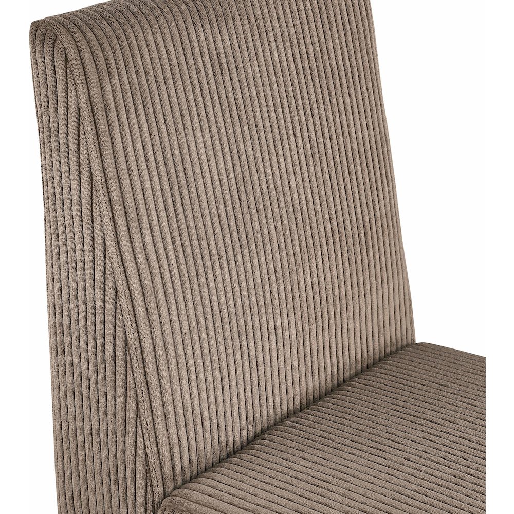 Benson Brown Microsuede Corduroy Fabric Dining Chair, Set of 2. Picture 6