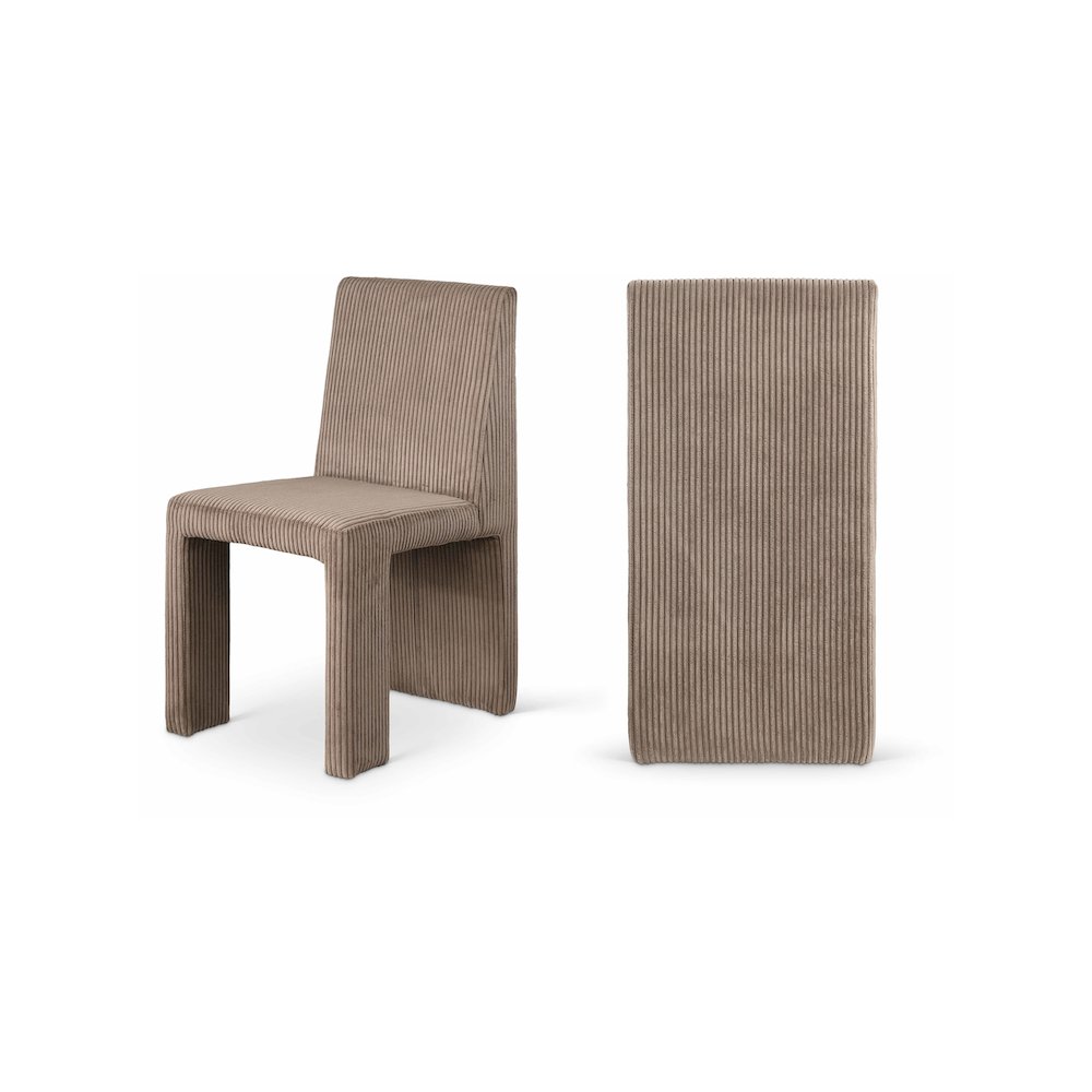 Benson Brown Microsuede Corduroy Fabric Dining Chair, Set of 2. Picture 1