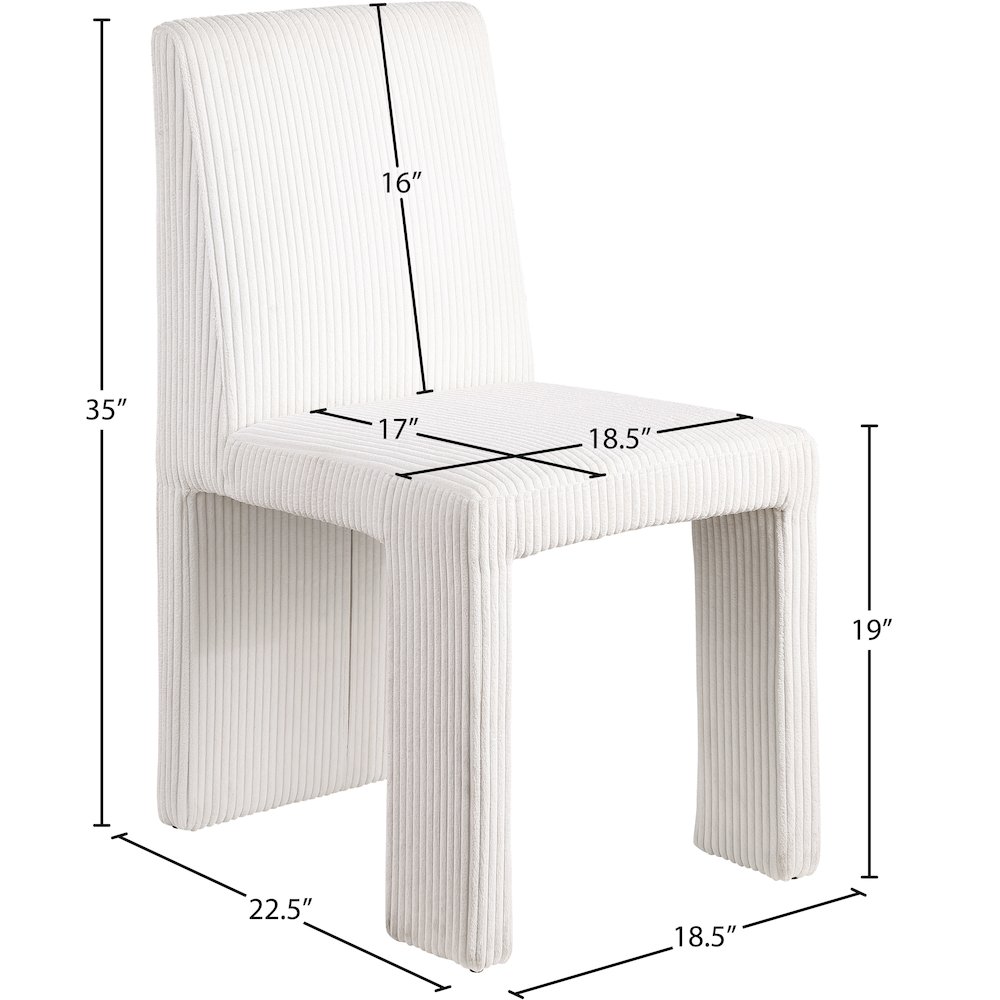 Benson Cream Microsuede Corduroy Fabric Dining Chair, Set of 2. Picture 8